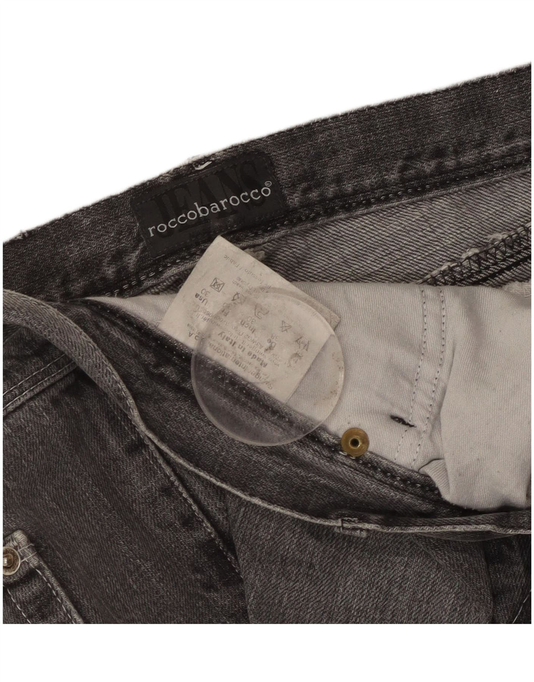 Roccobarocco Short en jean femme W30 coton fleuri gris moyen