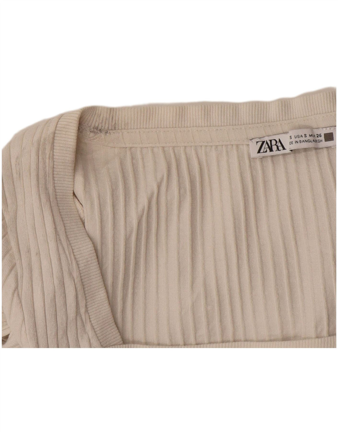 Zara Womens Crop Top Manches Longues UK 10 Petit Beige