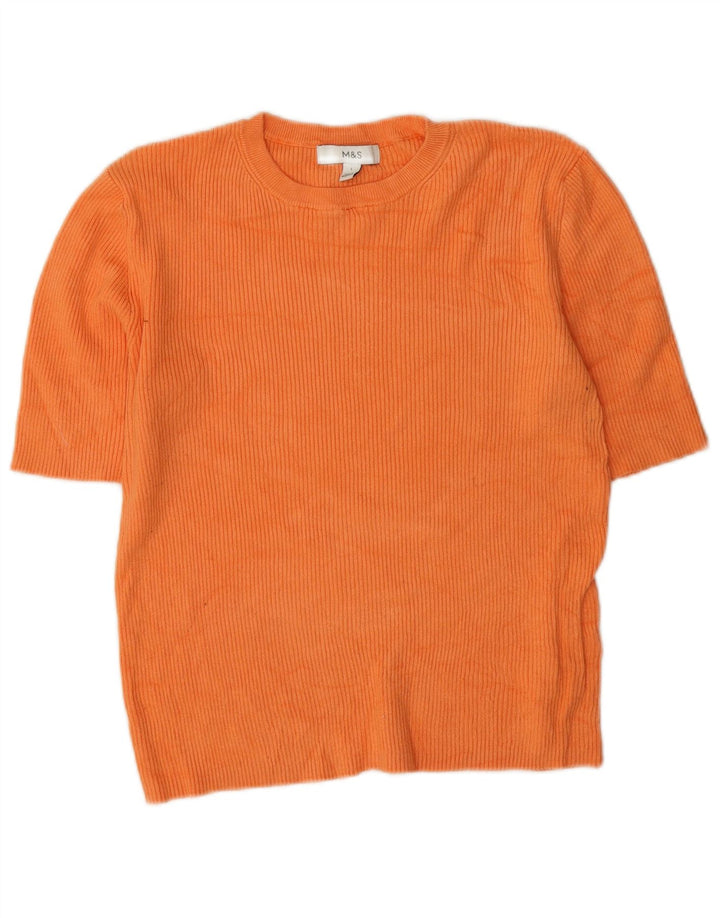 Marks & Spencer T-shirt pour femme UK 14 Large Orange Viscose