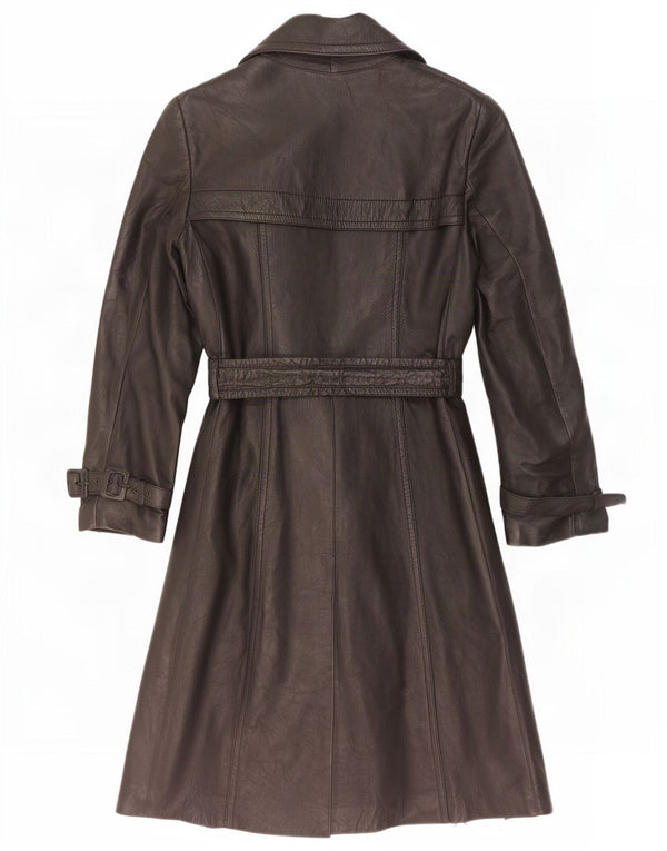 manteau en cuir femme vintage UK 10 Petit Noir