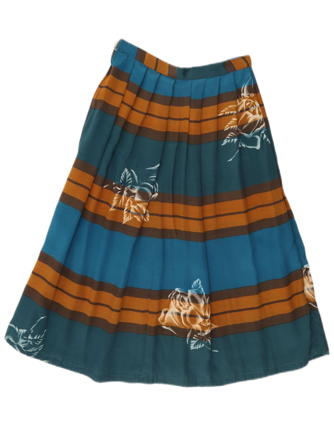 vintage Femmes Plissée A-Line Jupe W24 XS Multicolore Rayé