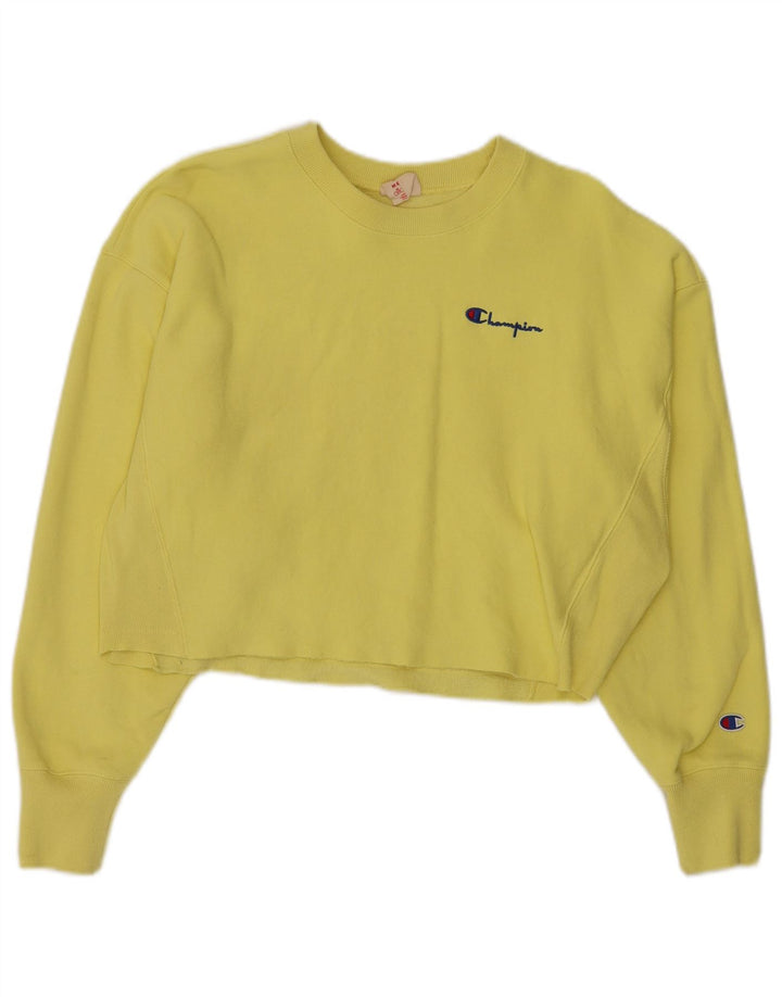 CHAMPION Sweat-shirt court Reverse Weave pour femme UK 14 Jaune moyen