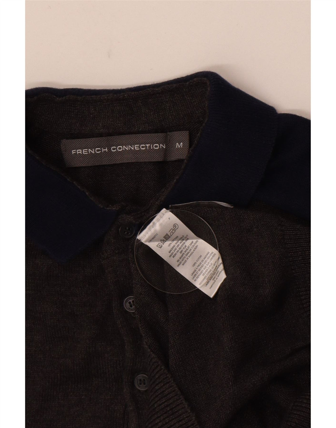 French Connection Pull Col Polo Homme Gris Moyen Colourblock