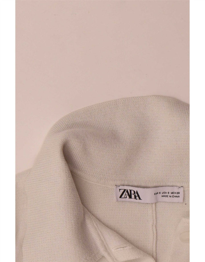 Zara Womens Crop Oversize Cardigan Top UK 10 Petite Viscose Blanche