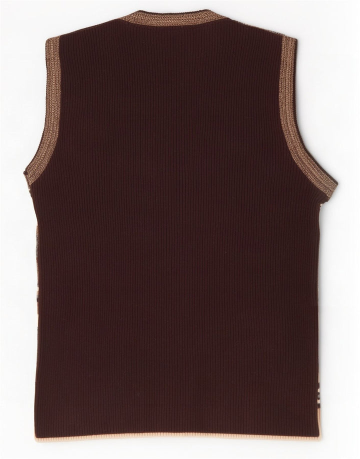 Zara Homme Gilet Débardeur Grand Acrylique Rayé Marron