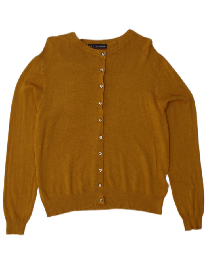 MARKS & SPENCER Pull Cardigan Femme UK 12 Viscose Jaune Moyen
