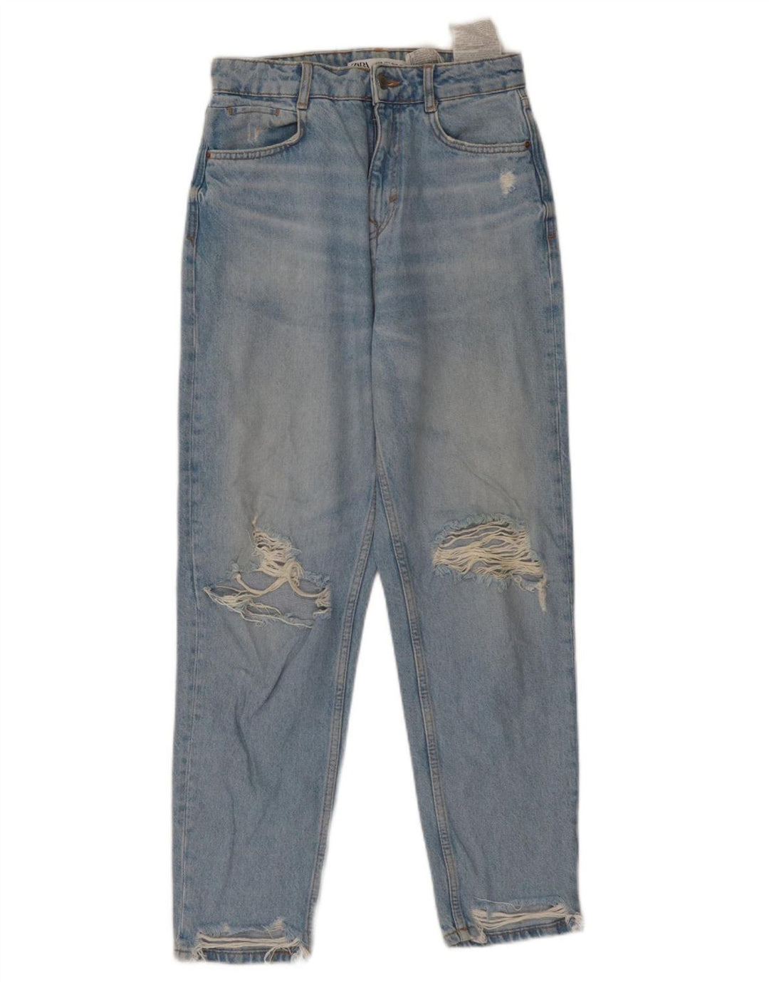 ZARA Jean fuselé taille haute effet vieilli pour femme EU 36 XS W26 L27 Bleu