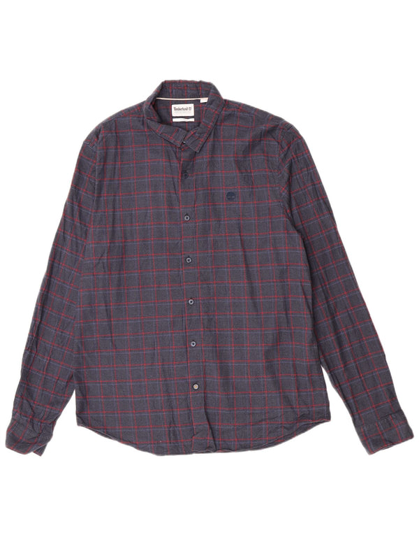 Timberland Chemise Slim Fit en Flanelle pour Hommes en Coton à Carreaux Bleu Marine Large