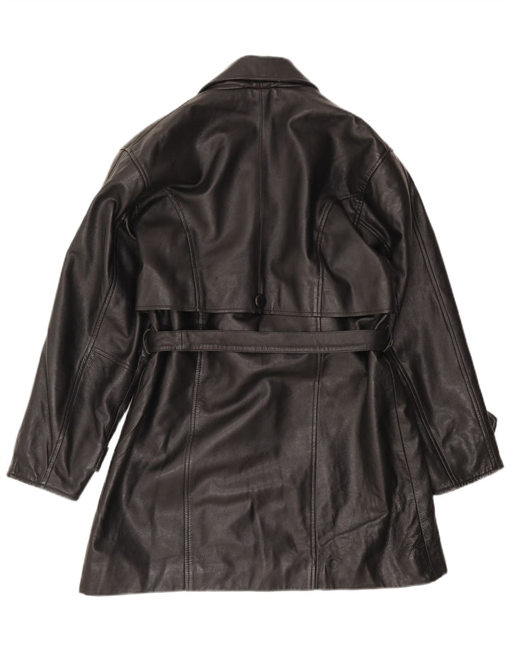 Santini Manteau en cuir pour femme UK 44 Cuir noir moyen