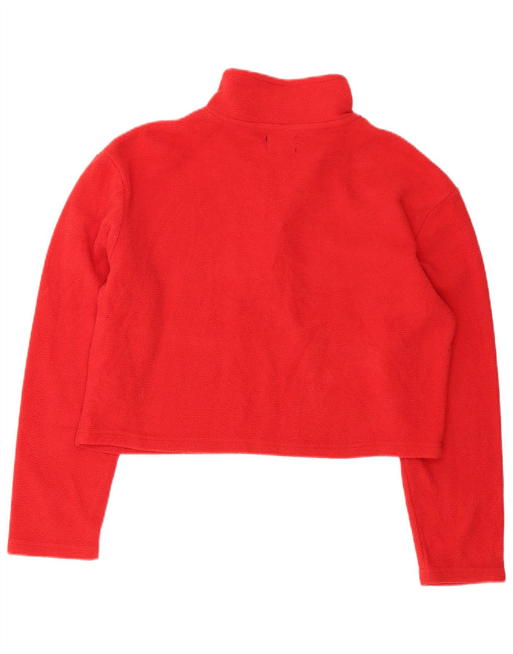 Fila Femme Crop Zip Neck Fleece Jumper UK 16 Large Rouge Polyester