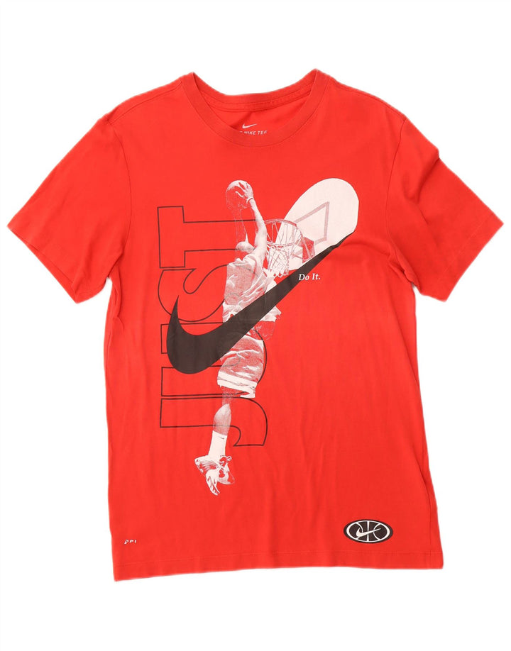 NIKE Hommes Dri Fit Graphic T-Shirt Haut Petit Rouge Coton