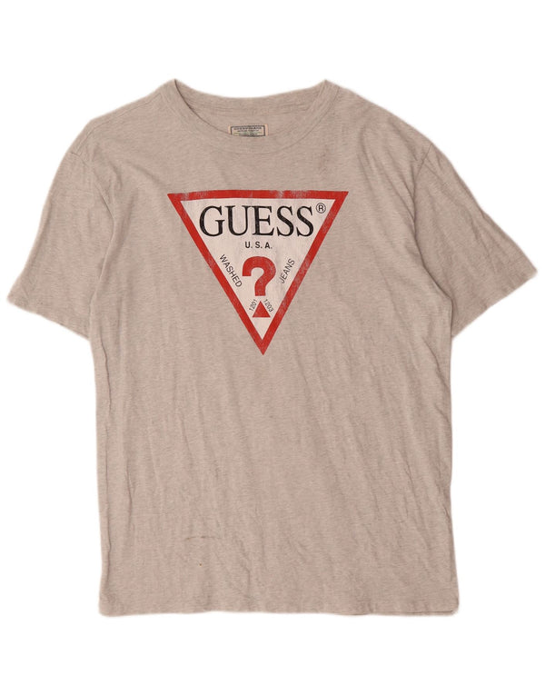 Guess T-Shirt Graphique Homme Grand Gris Moucheté Coton