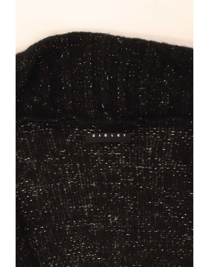 Sisley Femme Cardigan Pull UK 44 Moyen Noir Moucheté
