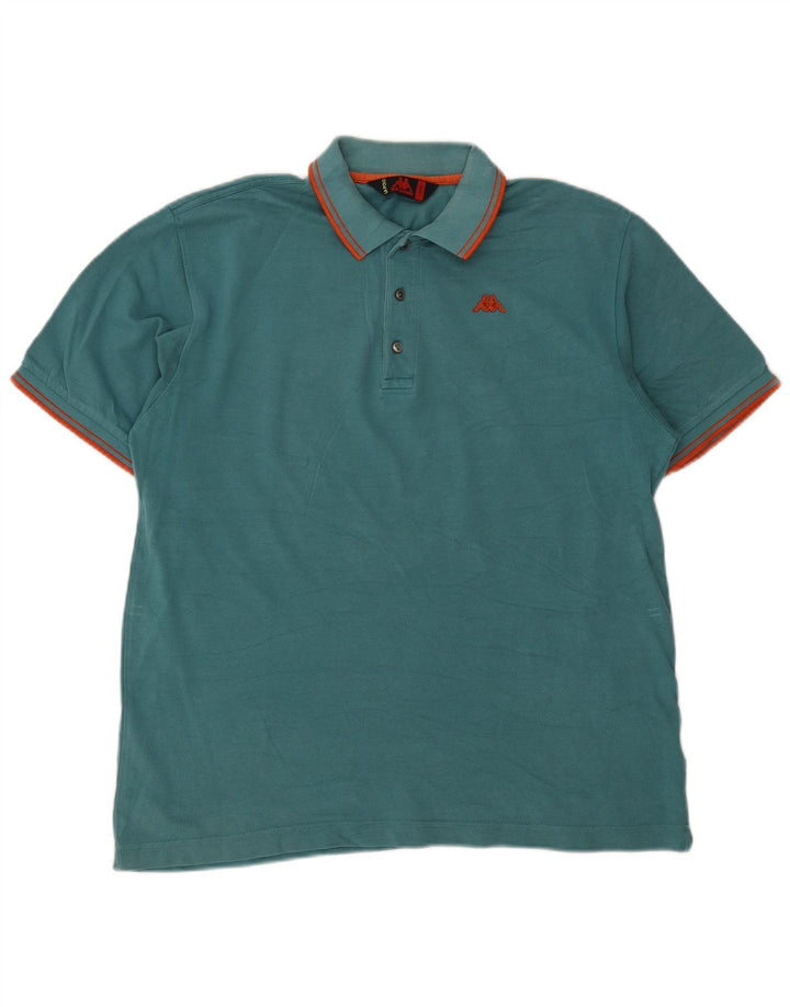 Kappa Polo Homme Large Vert Rayé Coton