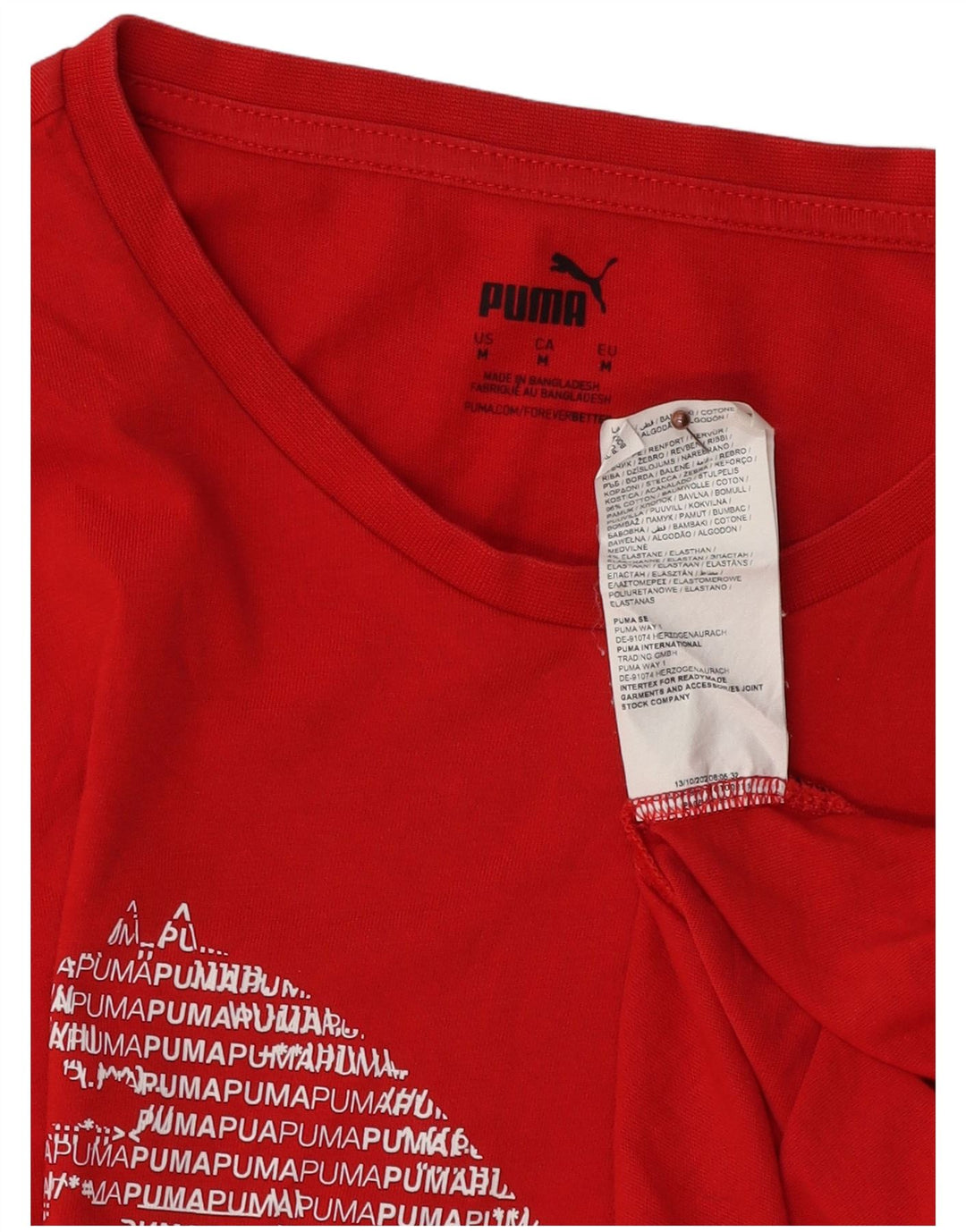 PUMA T-Shirt Graphique Homme Rouge Moyen Coton
