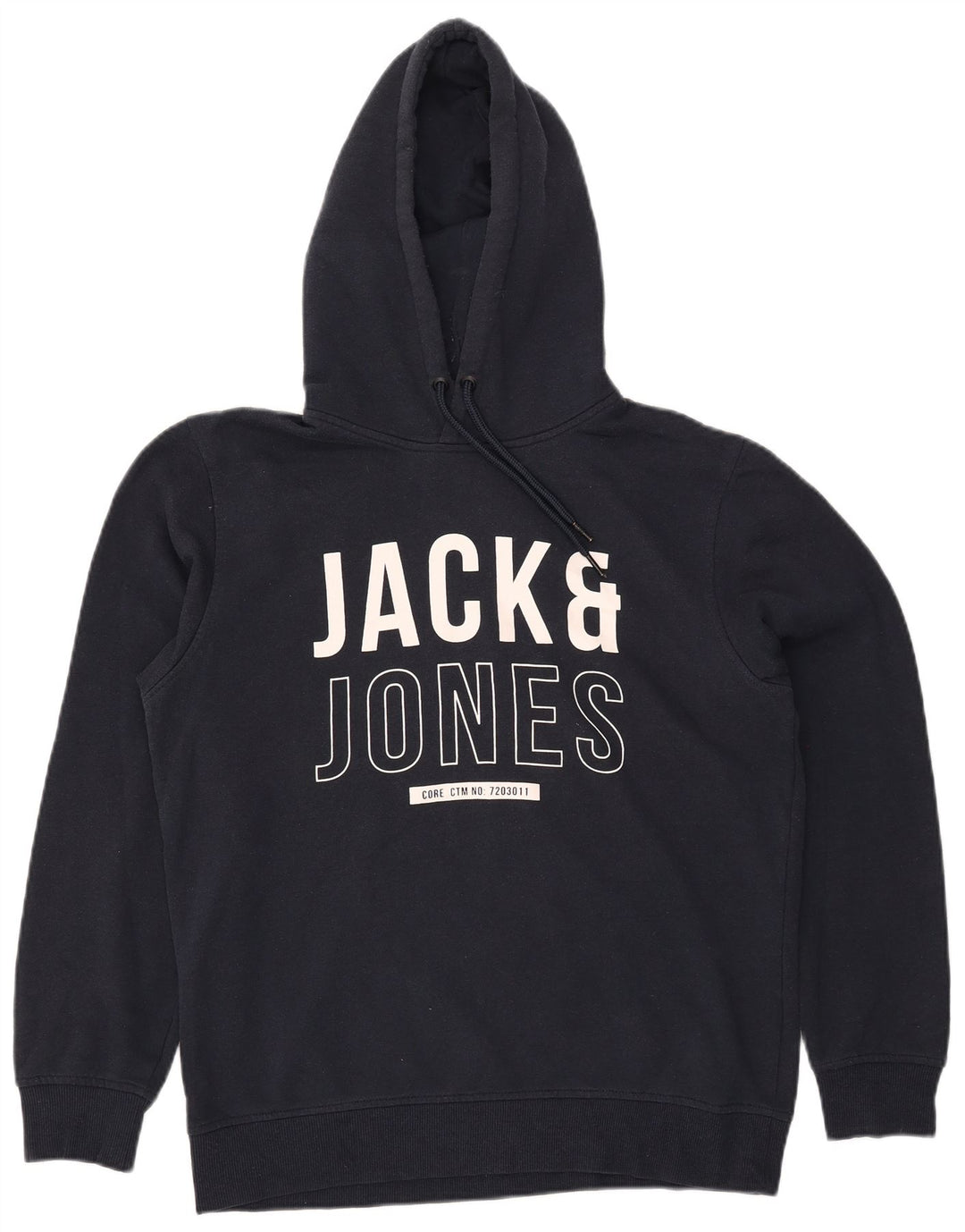 JACK & JONES Pull à capuche graphique pour hommes, grand, bleu marine, polyester