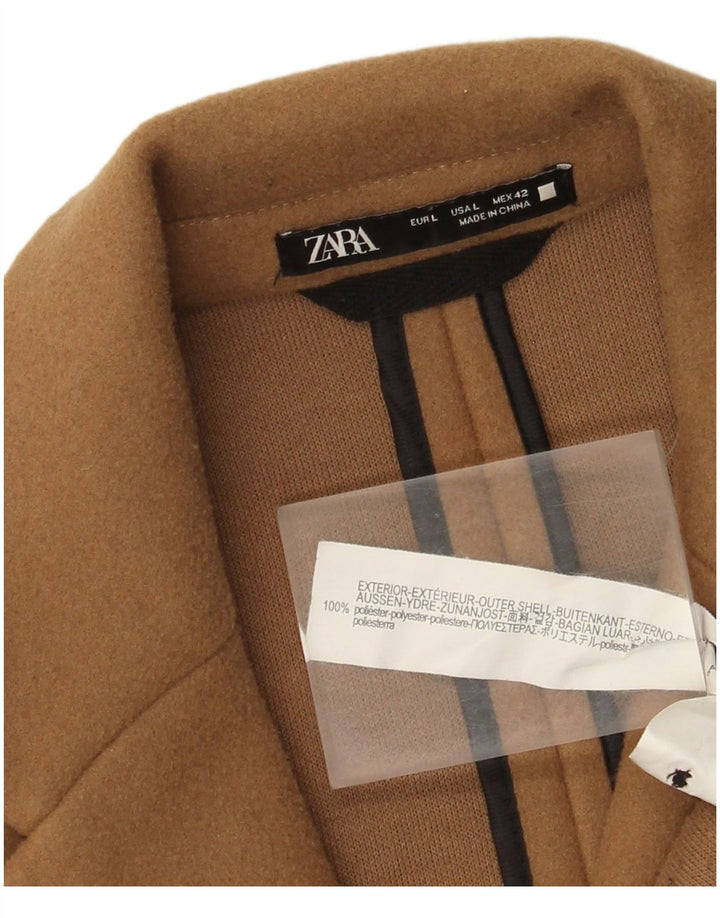 Zara Manteau Homme UK 40 Large Marron Polyester