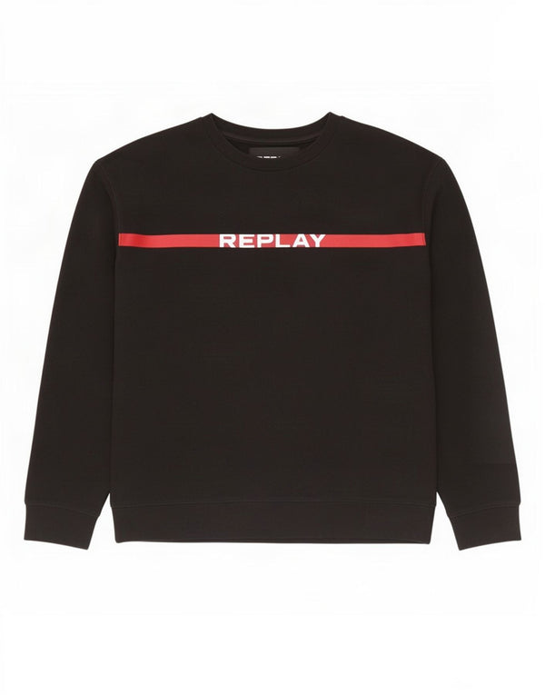 Replay Sweat-shirt graphique pour hommes, grand, en coton color block noir
