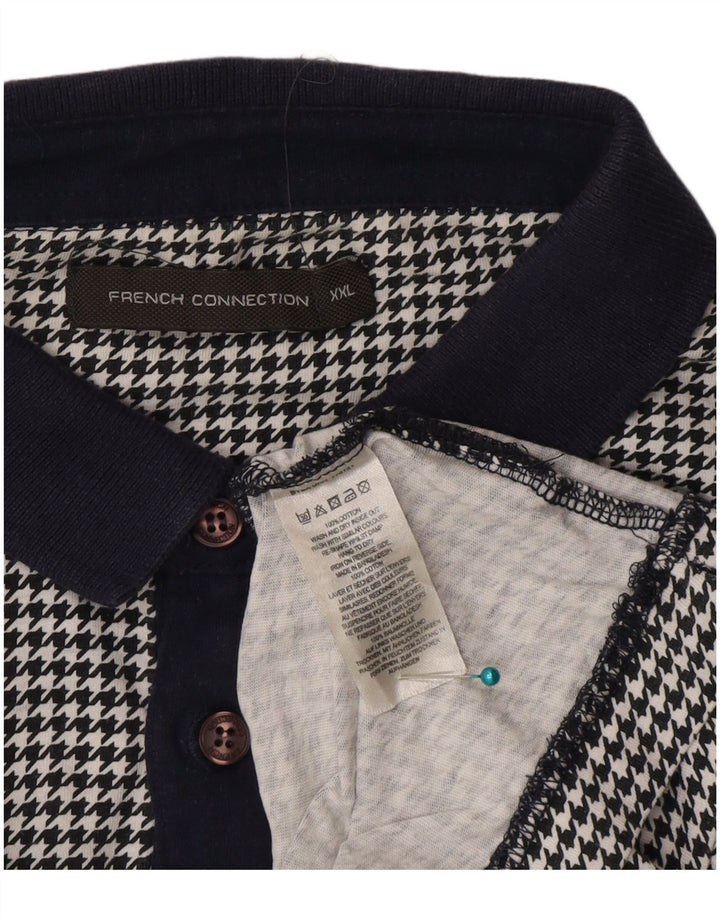 French Connection Polo Homme 2XL Noir Pied-de-Poule Coton