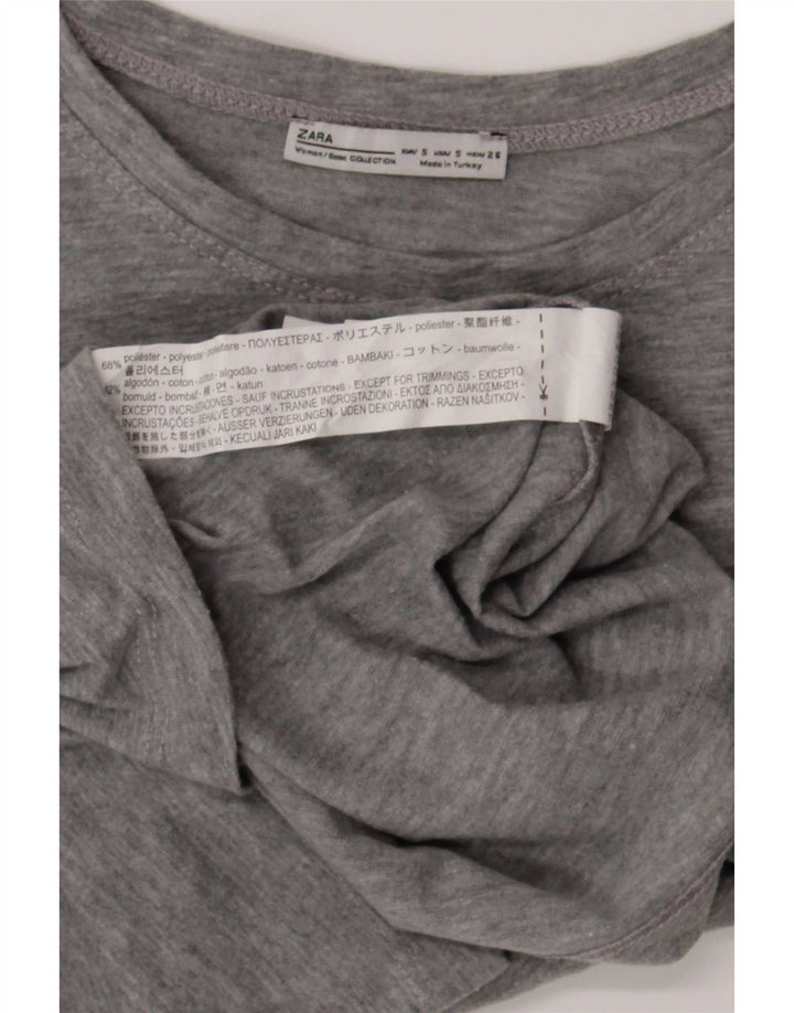 Zara Womens Graphic T-Shirt Top UK 10 Small Gris Moucheté Polyester