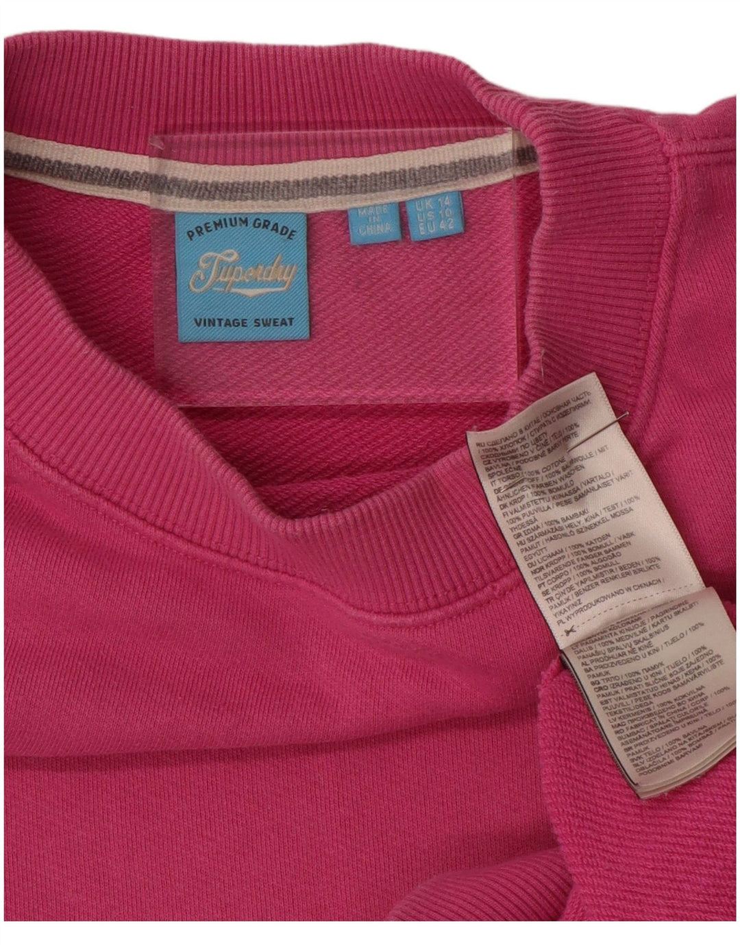 SUPERDRY Sweat-shirt oversize pour femme UK 14 Large Rose Coton