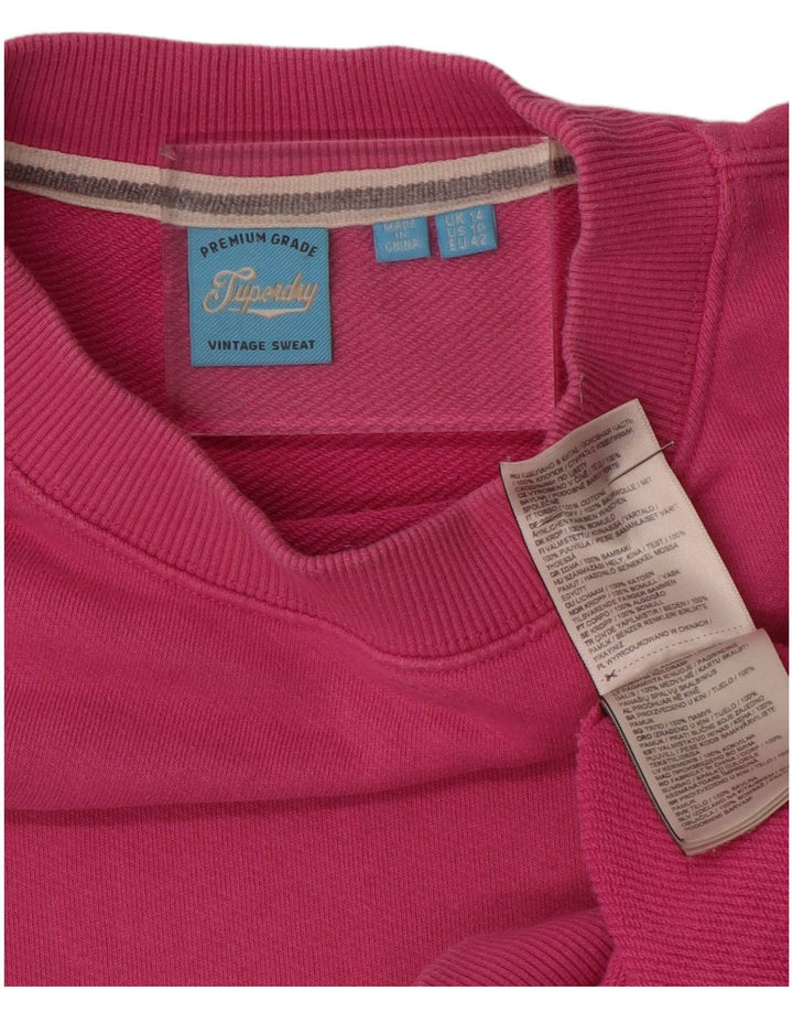 SUPERDRY Sweat-shirt oversize pour femme UK 14 Large Rose Coton