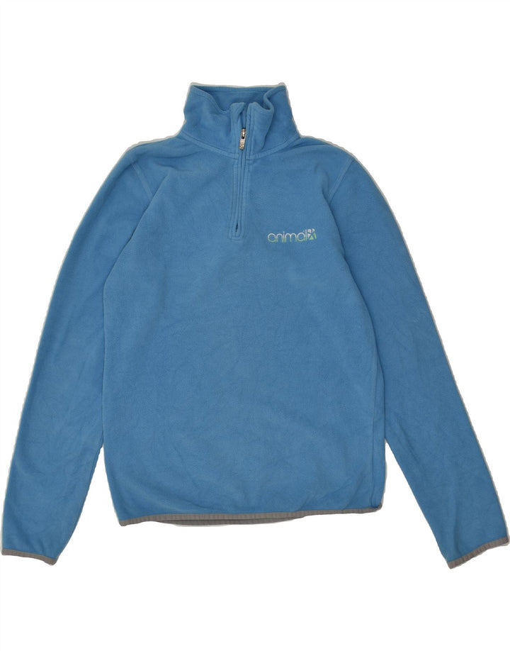 ANIMAL Girls Graphic Zip Neck Fleece Jumper 11-12 Years Blue Polyester | Vintage Animal | Thrift | Second-Hand Animal | Used Clothing | Messina Hembry 