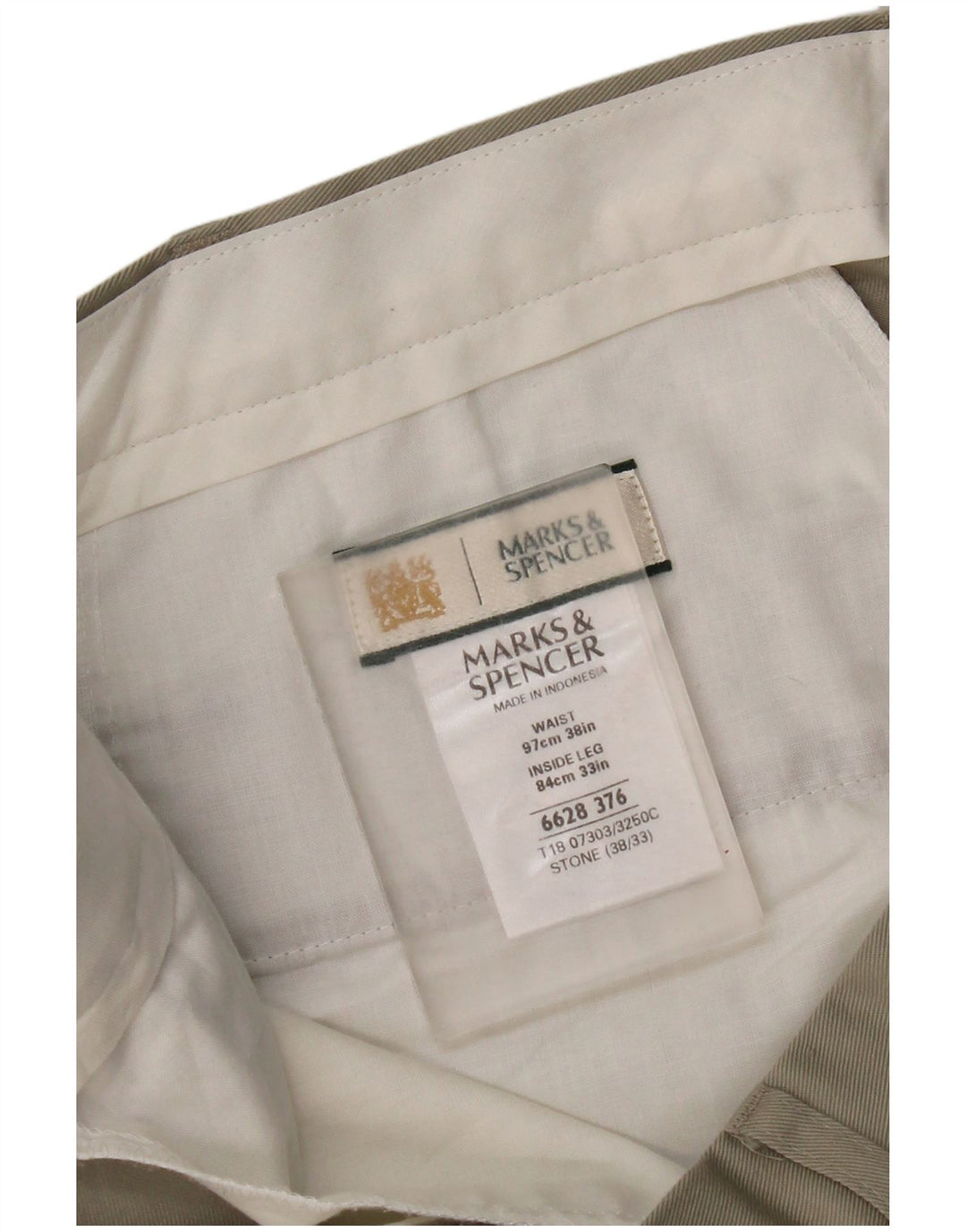 Marks & Spencer Pantalon de costume pour homme W38 L33 Beige Polyester