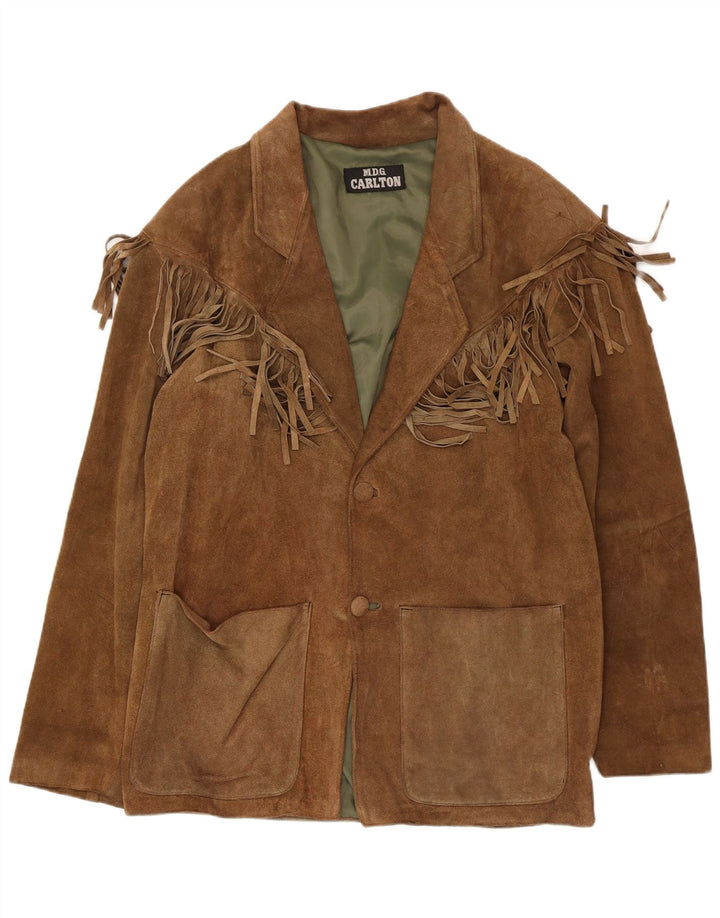 vintage Homme 2 Boutons Blazer En Daim Veste IT 50 Grand Marron