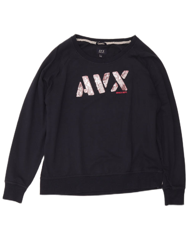 Avirex Sweat-shirt graphique pour femme UK 20 2XL Bleu marine Coton