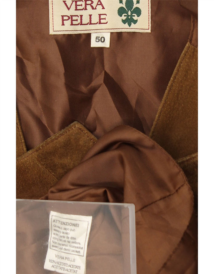 VINTAGE Gilet en Daim Homme IT 50 Cuir Marron Moyen