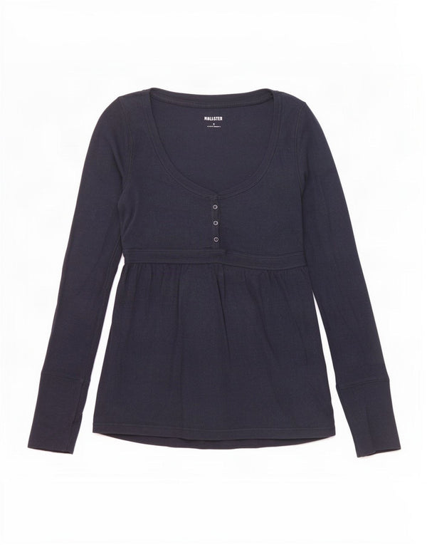 Hollister Haut à manches longues pour femme UK 8 Small Bleu marine Coton