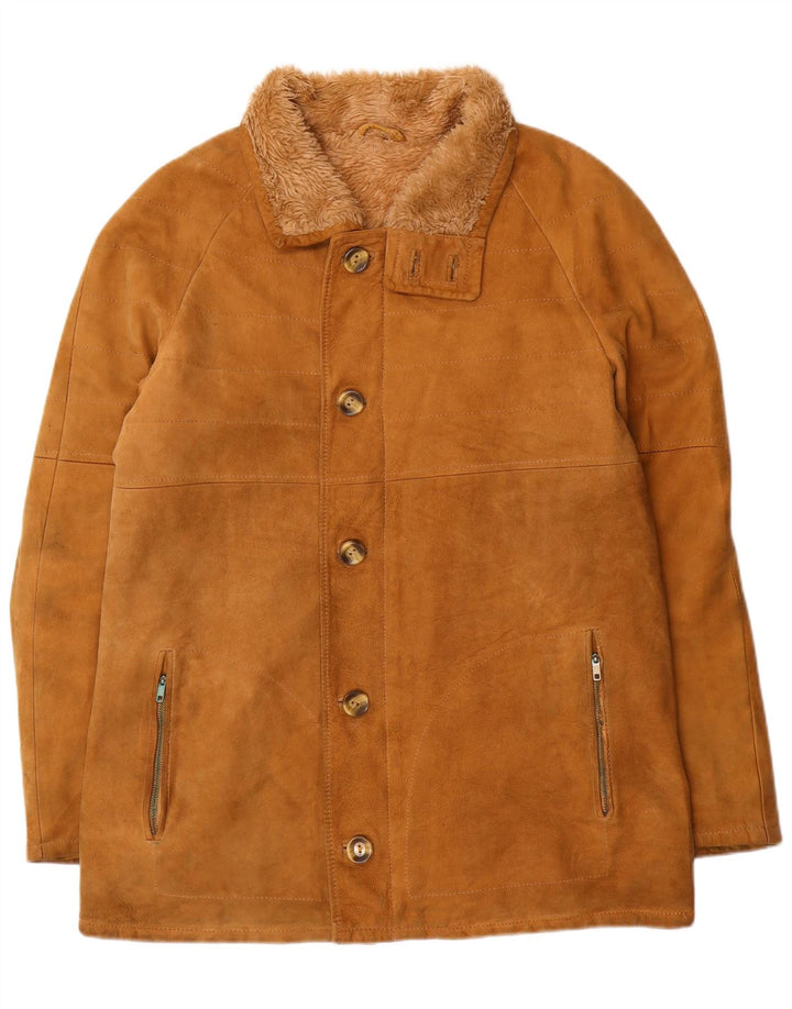 Veste Shearling Homme Vintage IT 52 XL Cuir Marron