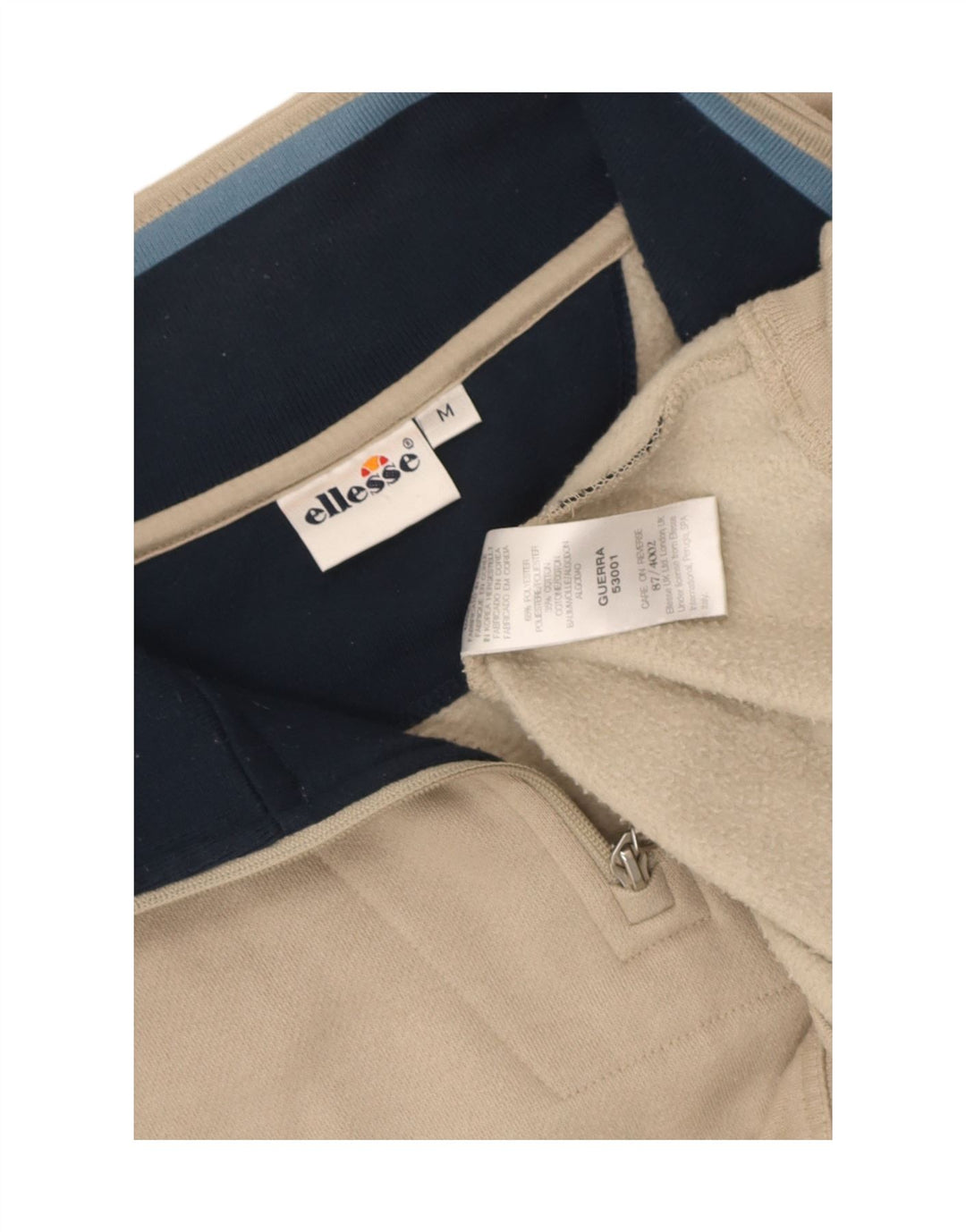 Ellesse Sweat-shirt à col zippé pour homme Beige moyen Polyester