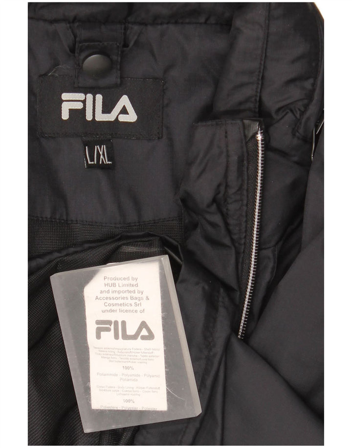 Fila Veste coupe-vent à capuche pour homme UK 40 Large Noir Polyamide