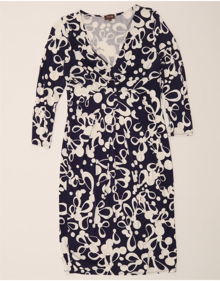 Phase Eight Robe fourreau à motif abstrait pour femme UK 12 Bleu marine moyen