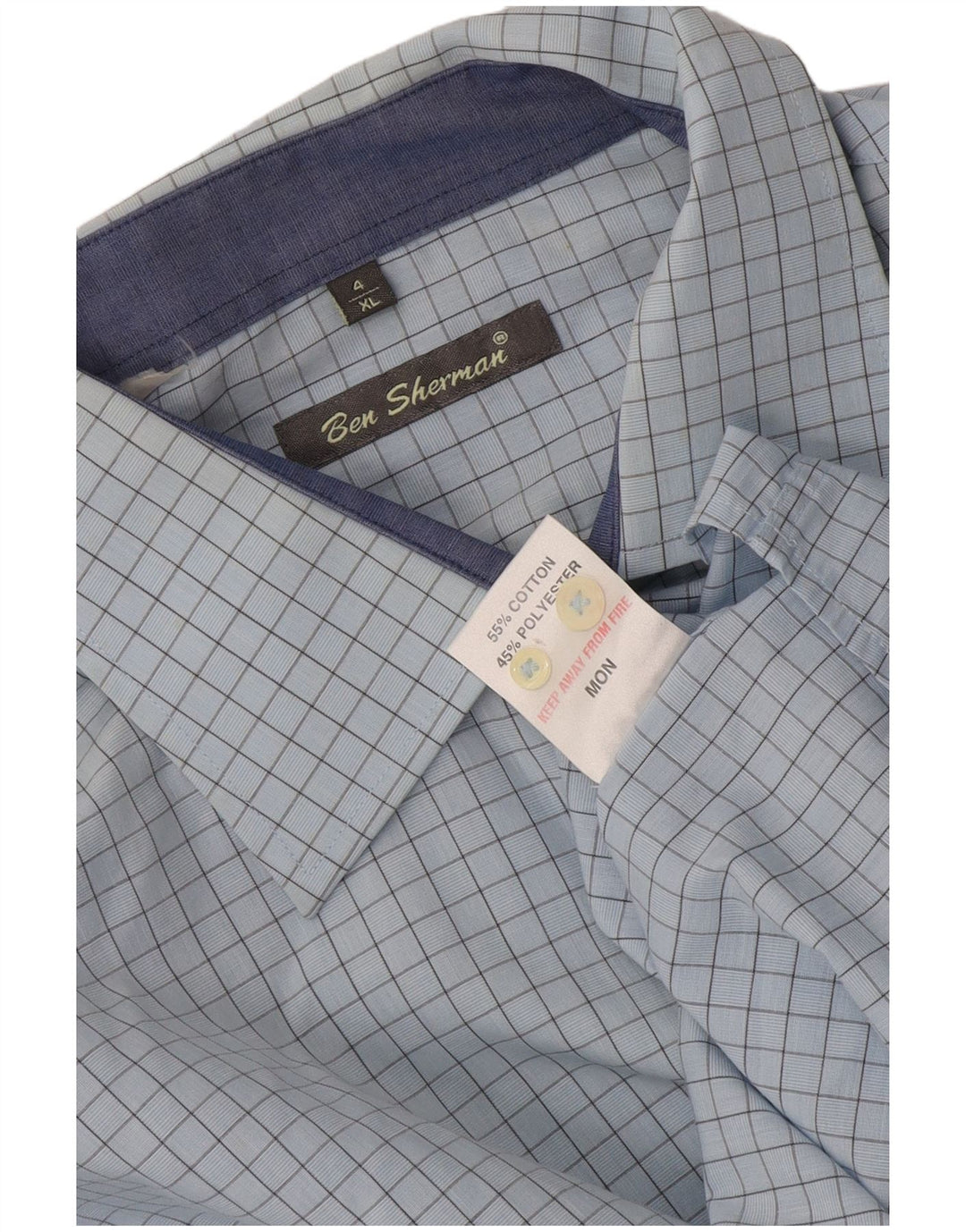 Ben Sherman Chemise formelle pour homme XL en coton à carreaux bleus