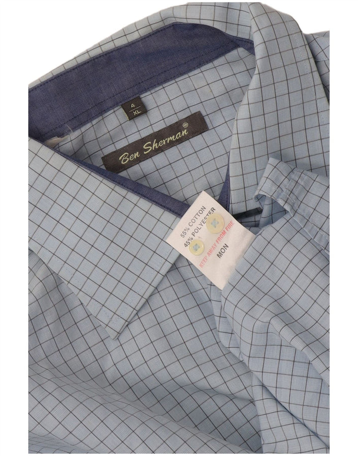 Ben Sherman Chemise formelle pour homme XL en coton à carreaux bleus