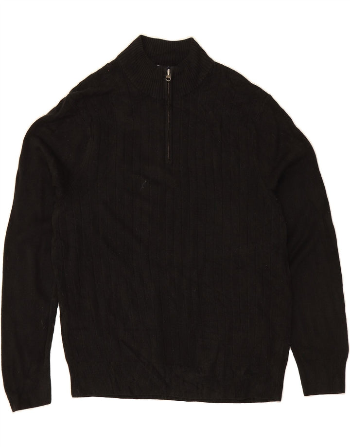 DOCKERS Mens Zip Neck Jumper Sweater Large Black Acrylic Vintage Dockers and Second-Hand Dockers from Messina Hembry 