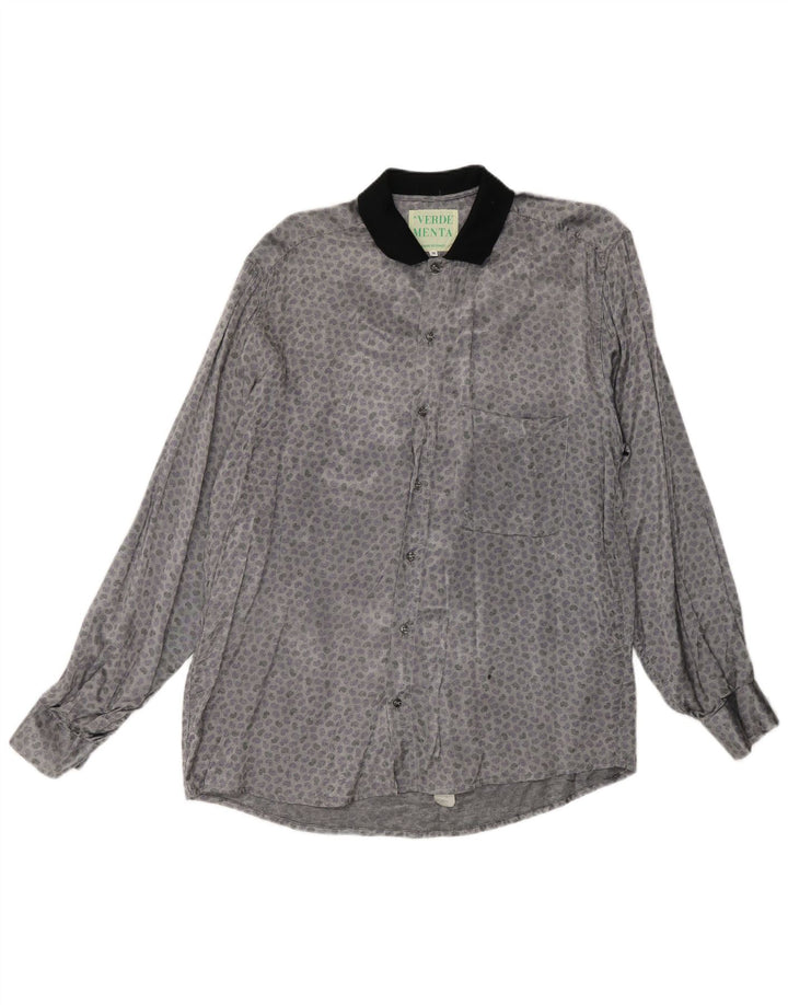 Chemise Homme Vintage En Acétate Paisley Gris Moyen