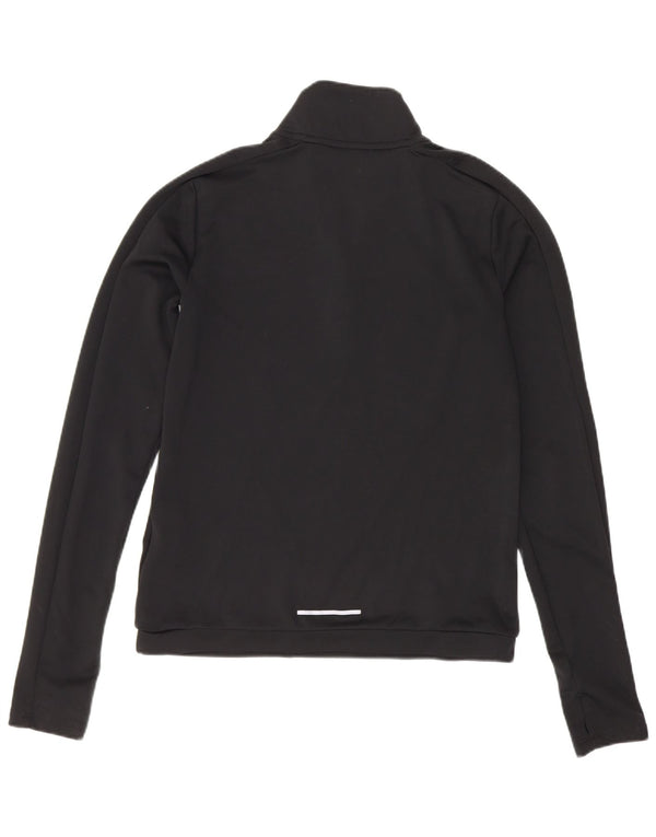 Nike Womens Dri Fit Loose Zip Neck Top Manches Longues UK 6 XS Noir Polyester