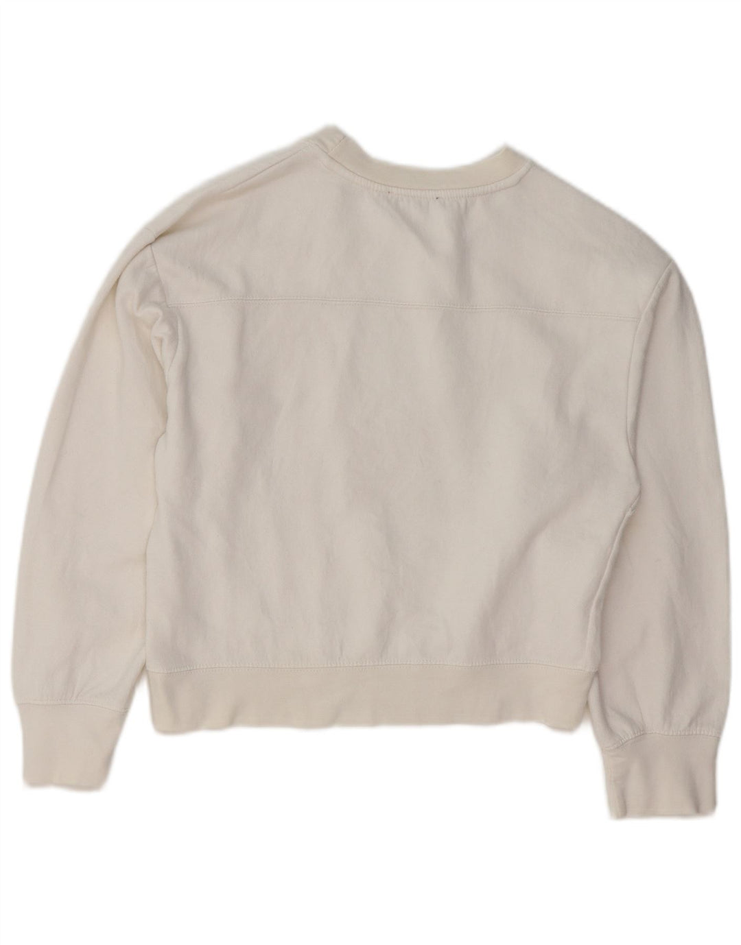 ZARA Femme Sweat-shirt court surdimensionné UK 10 Petit coton blanc