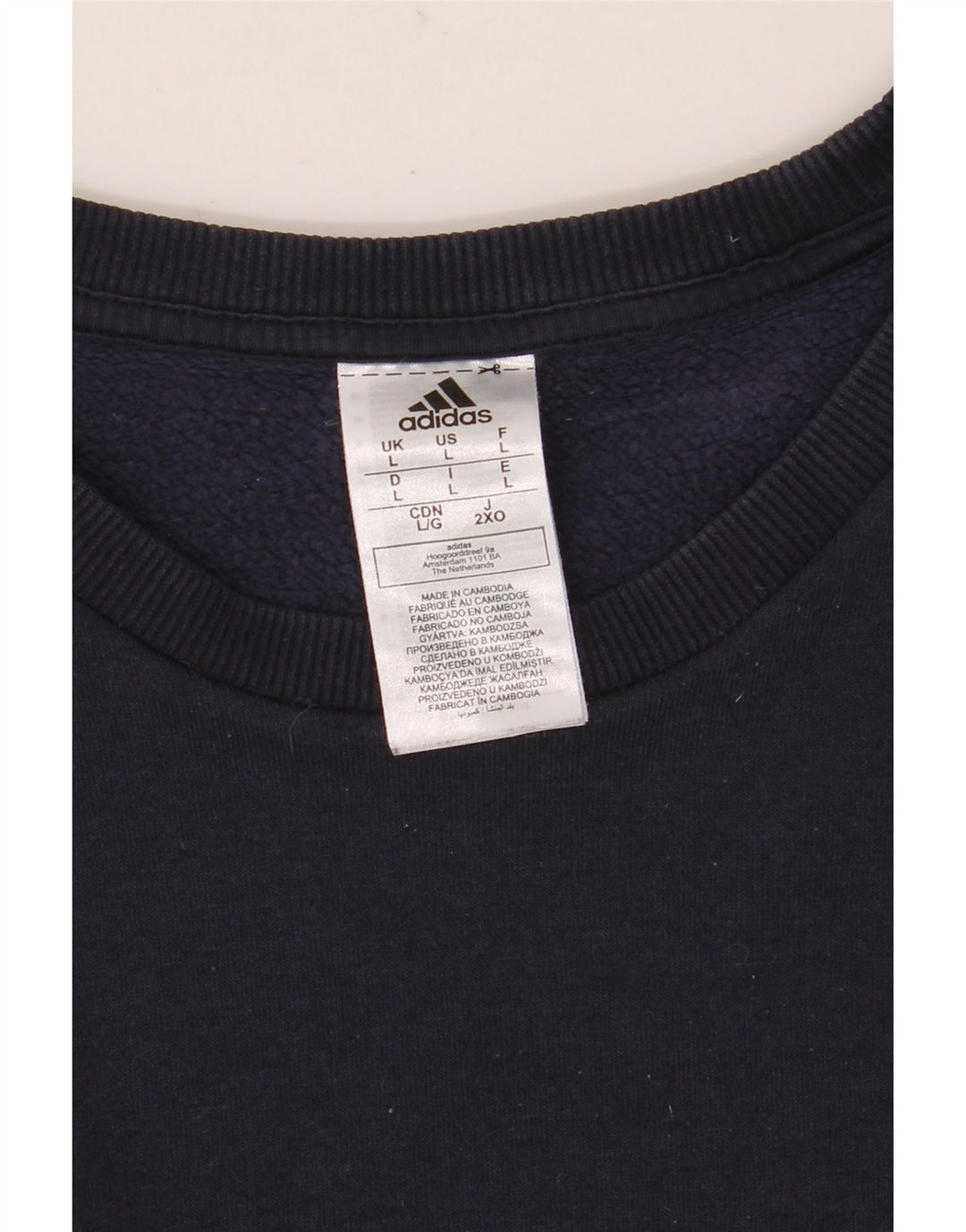 Adidas Sweat-shirt pour homme en coton bleu marine Taille L