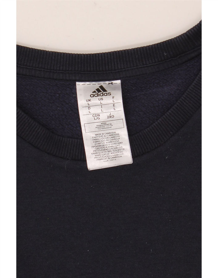 Adidas Sweat-shirt pour homme en coton bleu marine Taille L