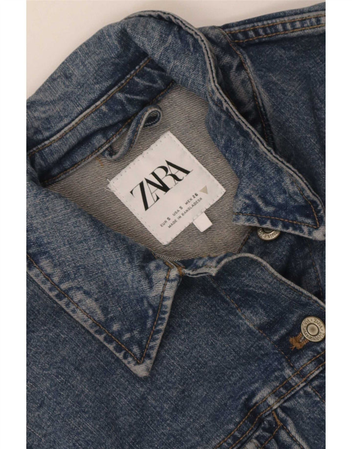 Zara Veste en jean courte pour femme UK 10 Petit Bleu