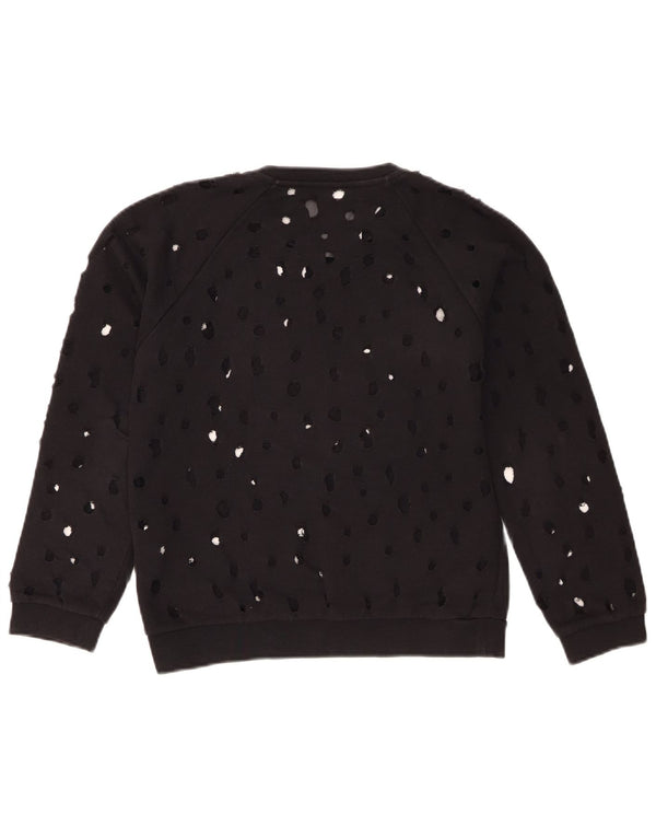 Gaelle Sweat-shirt graphique en détresse pour femme UK 14 Grand coton noir