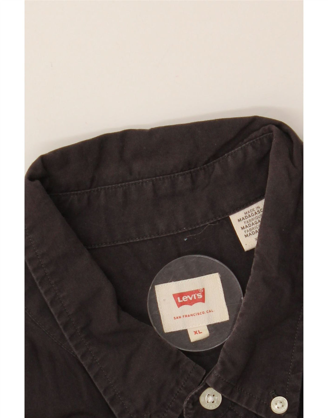 LEVI'S Mens Short Sleeve Shirt XL Grey Cotton Vintage Levi's and Second-Hand Levi's from Messina Hembry 