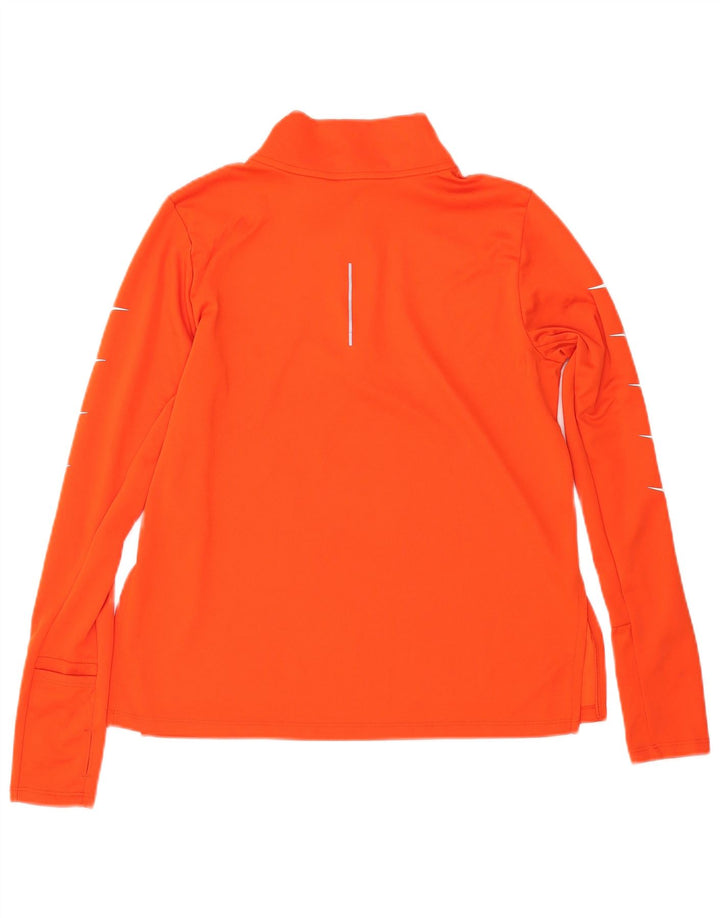 NIKE Haut de survêtement Dri Fit à col zippé pour femme UK 14 Orange moyen