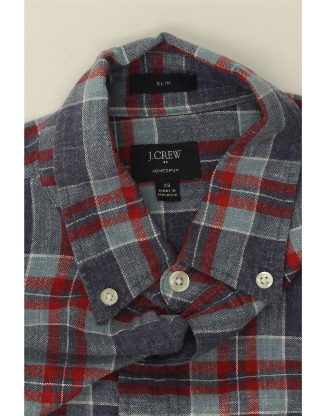J. CREW Mens Slim Shirt XS Navy Blue Check Cotton Vintage J. Crew and Second-Hand J. Crew from Messina Hembry 