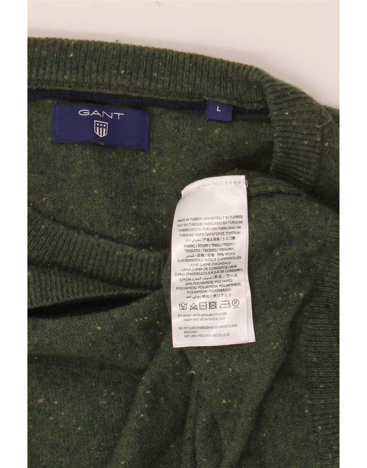 GANT Pull ras du cou pour femme UK 16 Large laine mouchetée verte